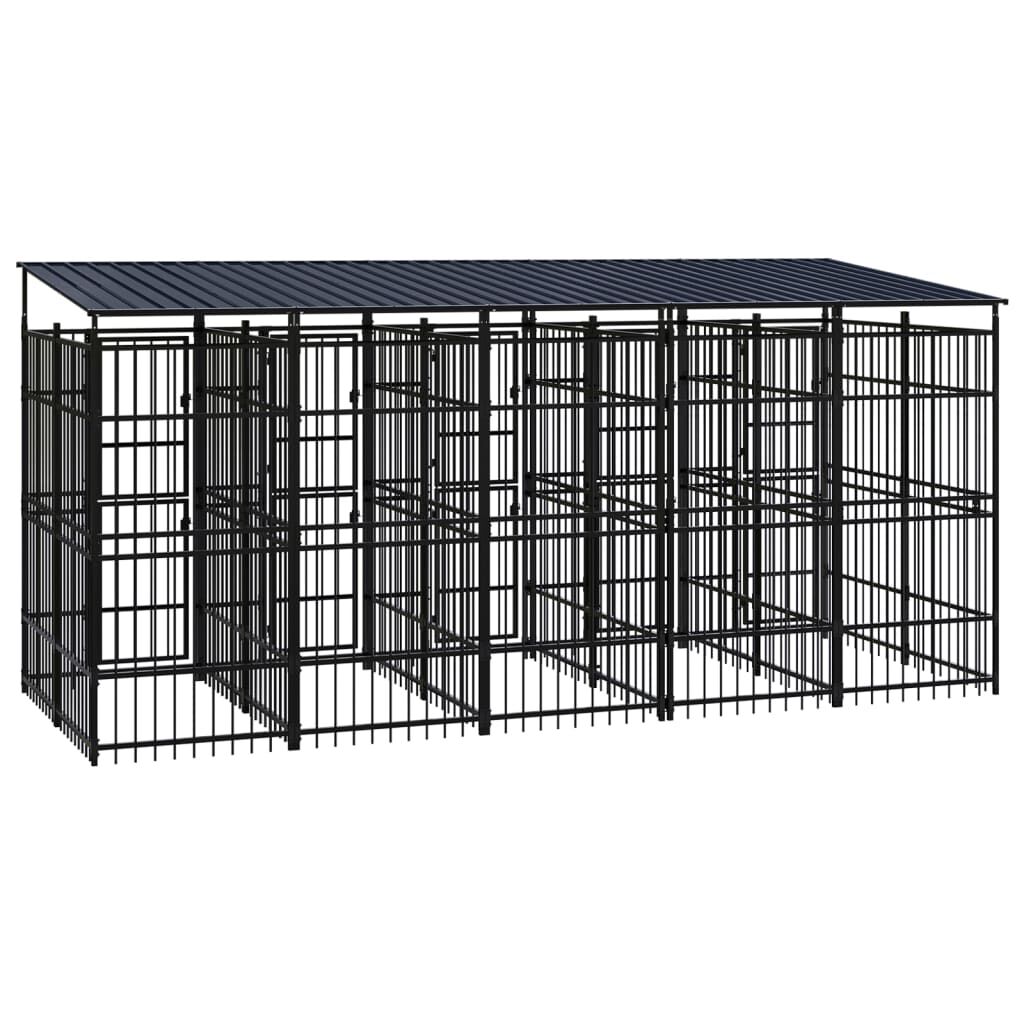 vidaXL Outdoor Dog Kennel with Roof Steel 9.22 m²