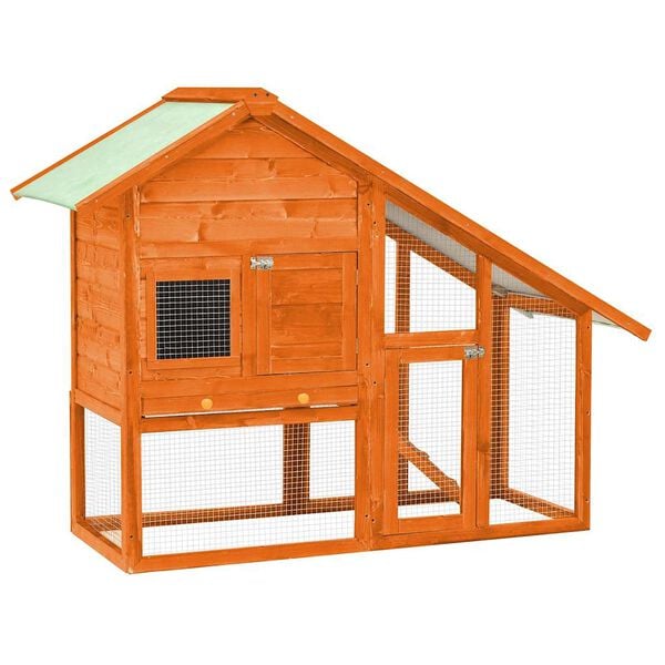 vidaXL Rabbit Hutch 140x63x120 cm Solid Firwood