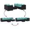 vidaXL 6 Piece Garden Lounge Set with Cushions Black Poly Rattan