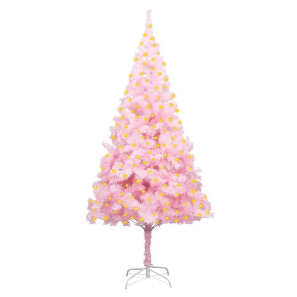 vidaXL Artificial Pre-lit Christmas Tree with Stand Pink 210 cm PVC