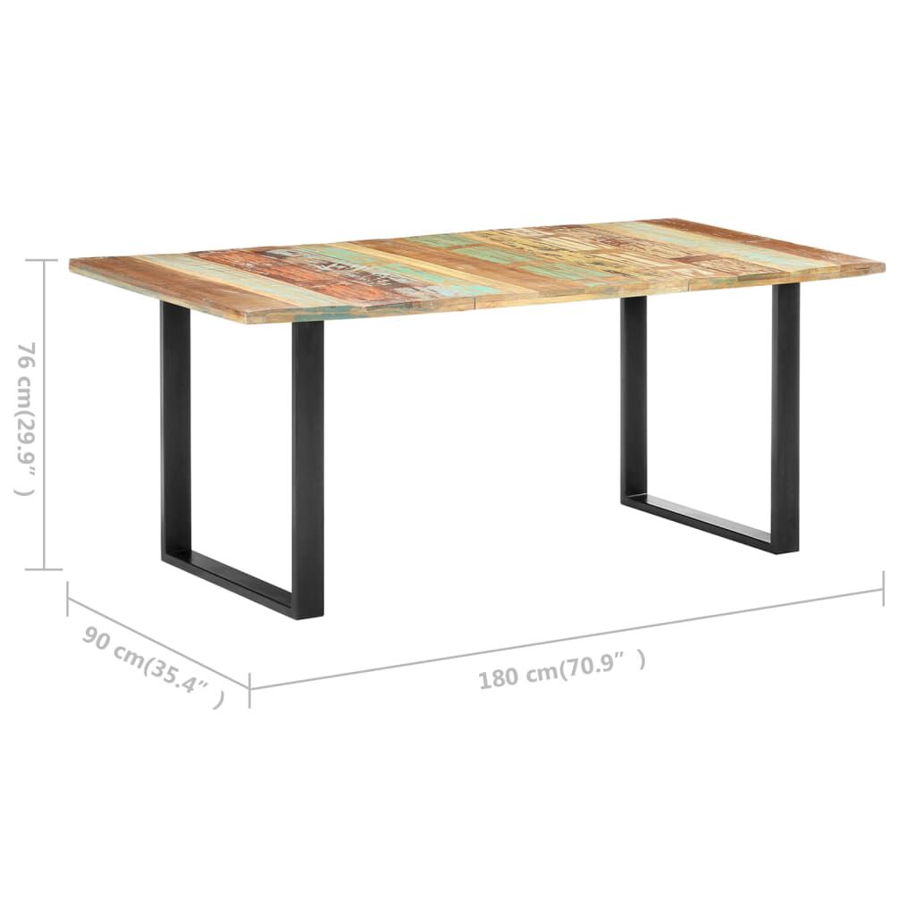 vidaXL Dining Table 180x90x76 cm Solid Reclaimed Wood