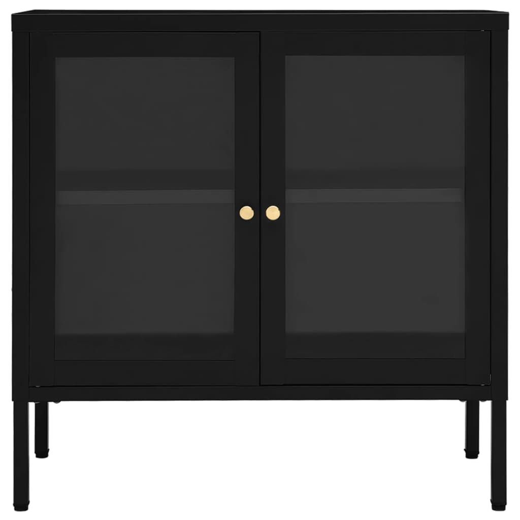vidaXL Sideboard Black 70x35x70 cm Steel and Glass