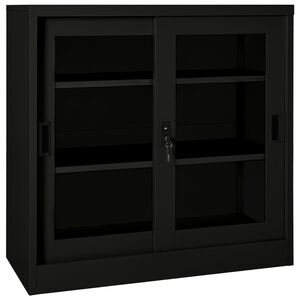 vidaXL Sliding Door Cabinet Black 90x40x90 cm Steel