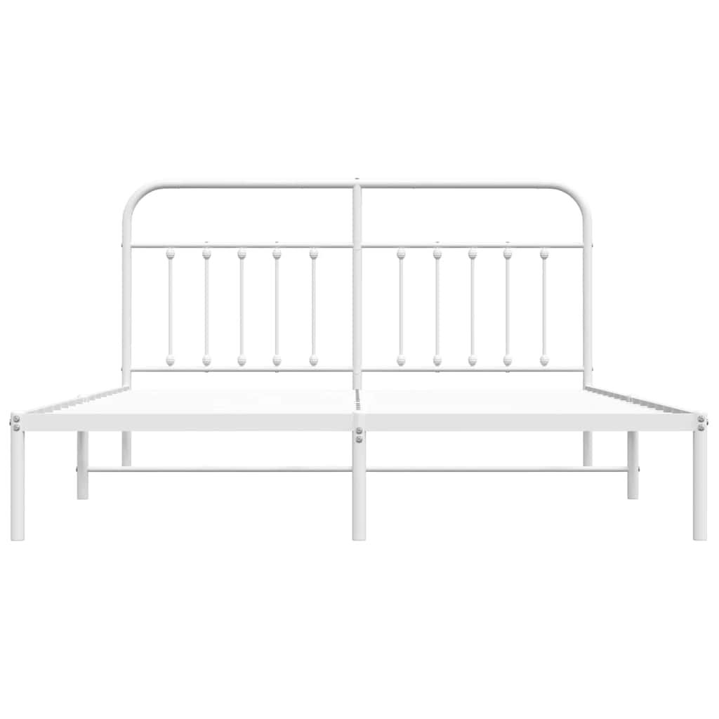 vidaXL Metal Bed Frame without Mattress with Headboard White 183x213cm