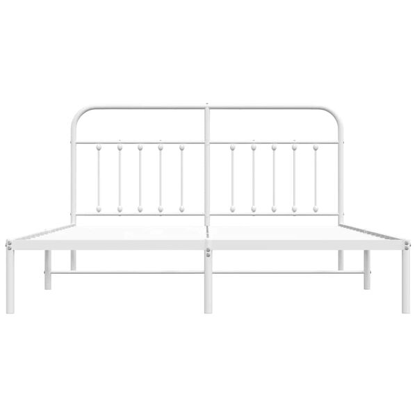 vidaXL Metal Bed Frame without Mattress with Headboard White 183x213cm