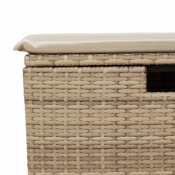vidaXL Garden Stool with Cushion Beige 55x55x37 cm Poly Rattan