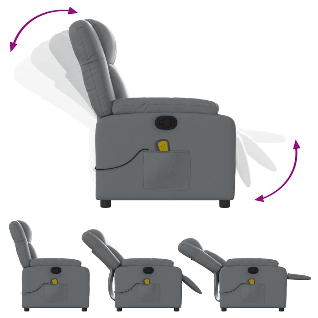 vidaXL Massage Recliner Chair Grey Faux Leather
