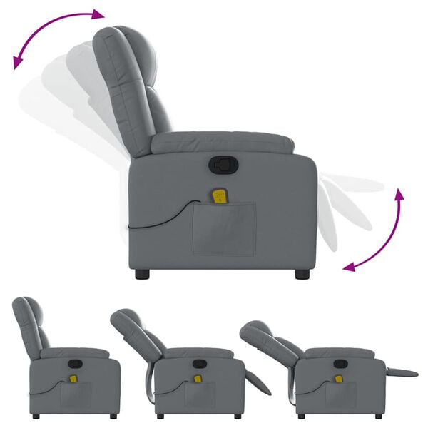 vidaXL Massage Recliner Chair Grey Faux Leather