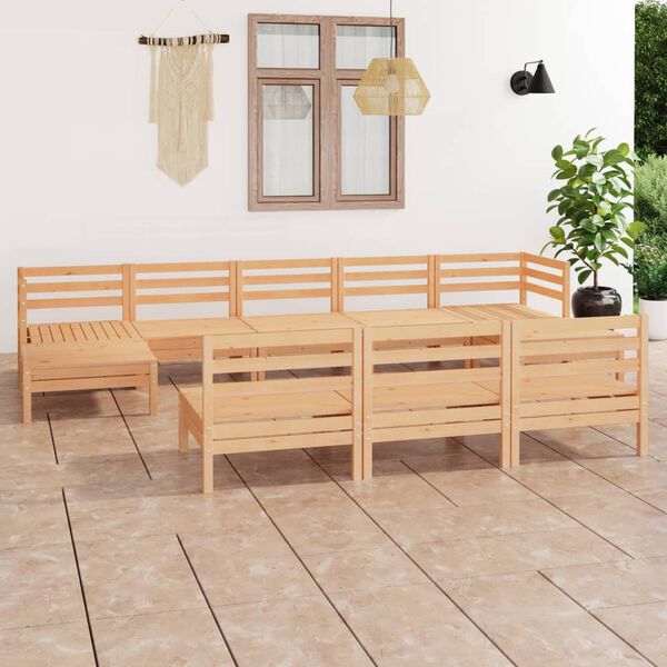 vidaXL 10 Piece Garden Lounge Set Solid Wood Pine