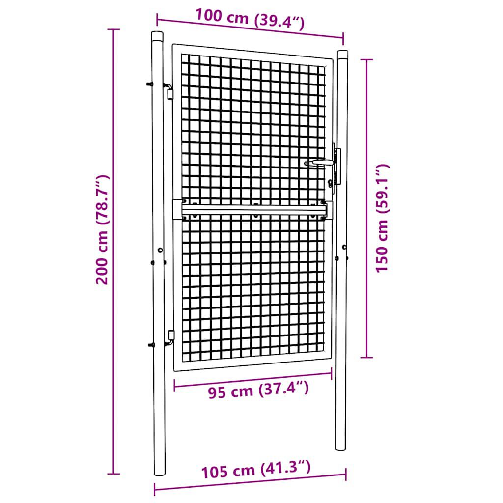 vidaXL Fence Gate Steel 100x150 cm Green