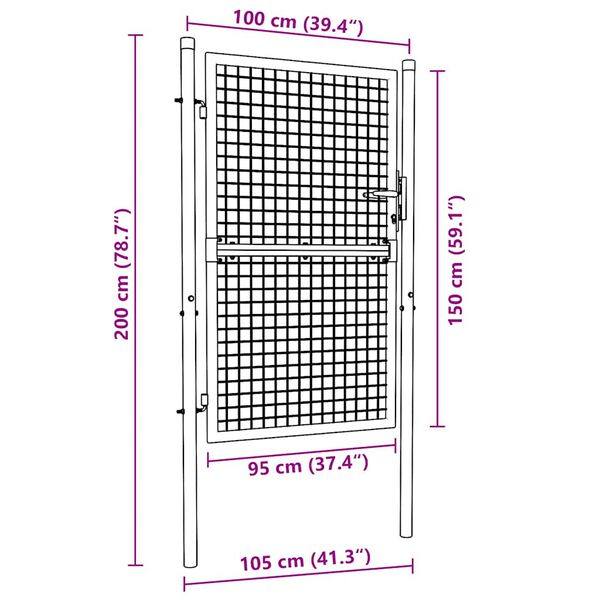 vidaXL Fence Gate Steel 100x150 cm Green