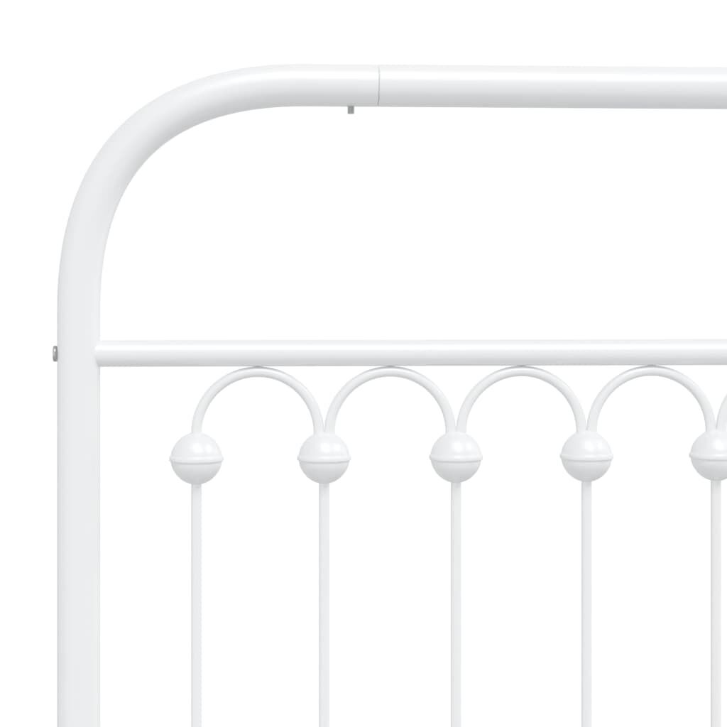 vidaXL Metal Bed Frame without Mattress with Headboard White 150x200cm