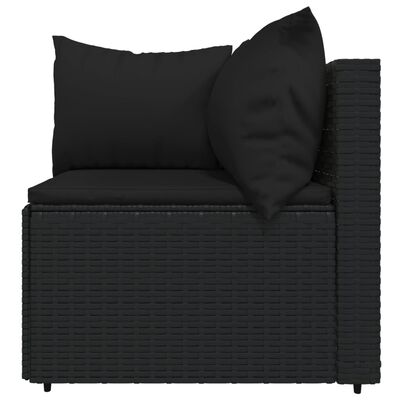 vidaXL 3 Piece Garden Lounge Set with Cushions Black Poly Rattan