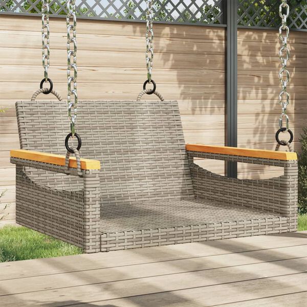 vidaXL Swing Bench Grey 63x62x40 cm Poly Rattan