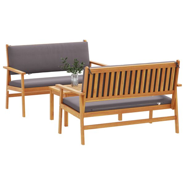 vidaXL 3 Piece Garden Sofa Set with Cushions Solid Wood Acacia