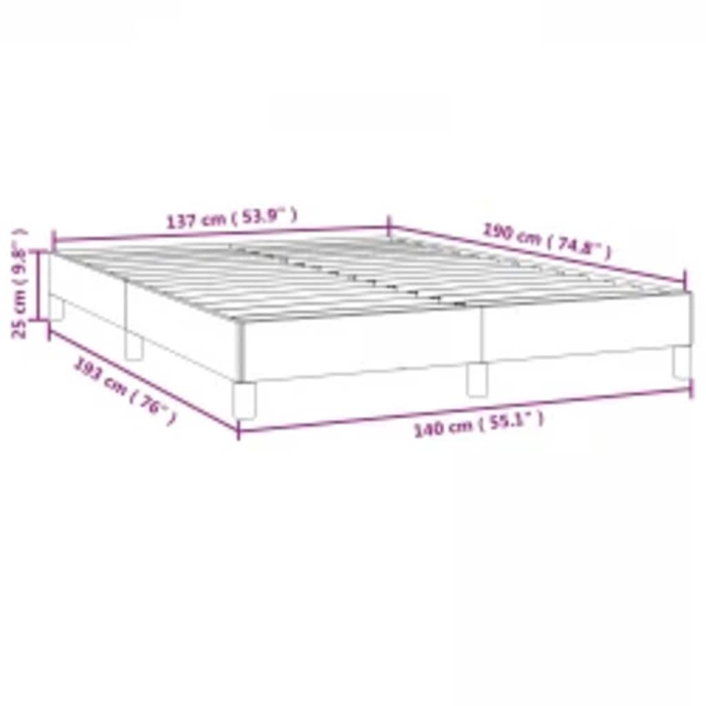vidaXL Bed Frame without Mattress Light Grey 137x190 cm Full Fabric