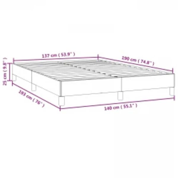 vidaXL Bed Frame without Mattress Light Grey 137x190 cm Full Fabric