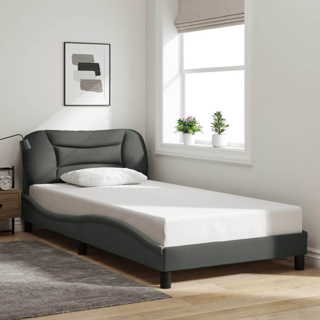 vidaXL Bed Frame without Mattress Dark Grey 100x203 cm Fabric