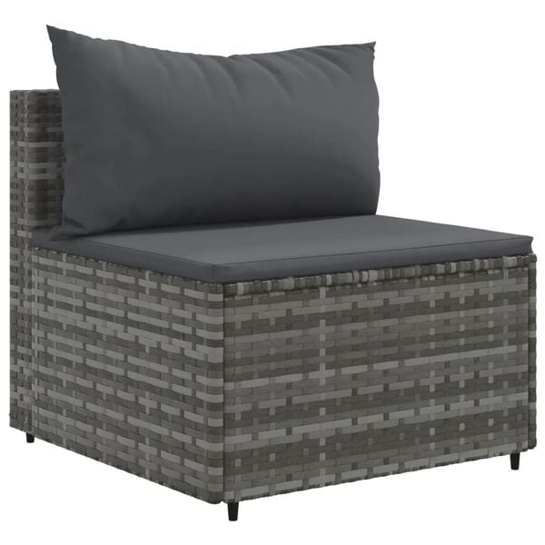 vidaXL 5 Piece Garden Sofa Set with Cushions Grey Poly Rattan