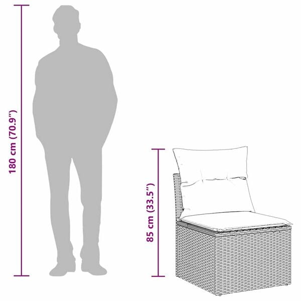 vidaXL Garden Sofa Set with Cushion 4 pcs Grey Poly rattan
