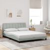 vidaXL Bed Frame with LED without Mattress "Hanko" Light Grey 152x203 cm Velvet