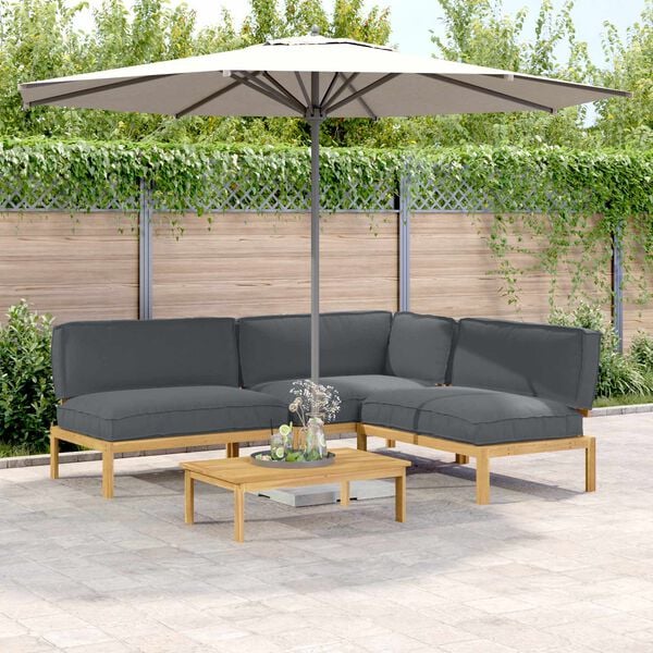 vidaXL Sofa Set with Cushion Plain 4 pcs Anthracite Solid Acacia Wood