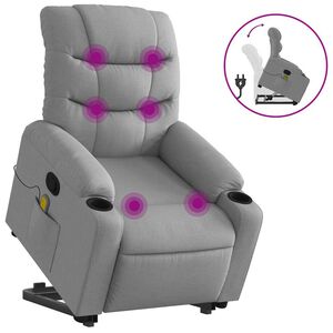 vidaXL Stand up Massage Recliner Chair Light Grey Fabric
