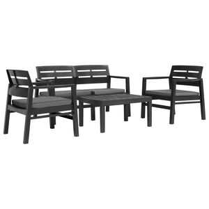 vidaXL 4 Piece Outdoor Lounge Set Plastic Anthracite