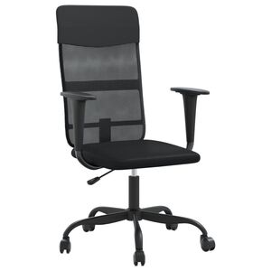 vidaXL Office Chair Height Adjustable Black Mesh Fabric and Faux Leather