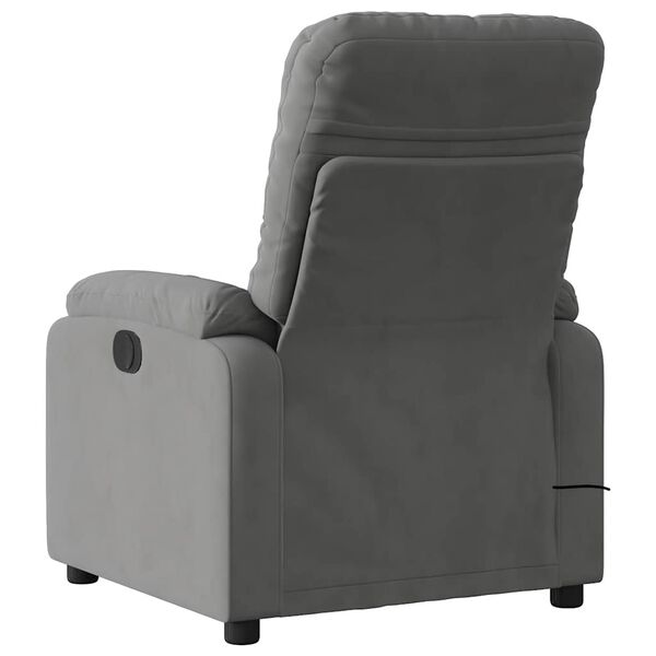 vidaXL Massage Recliner Chair Dark Grey Microfibre Fabric