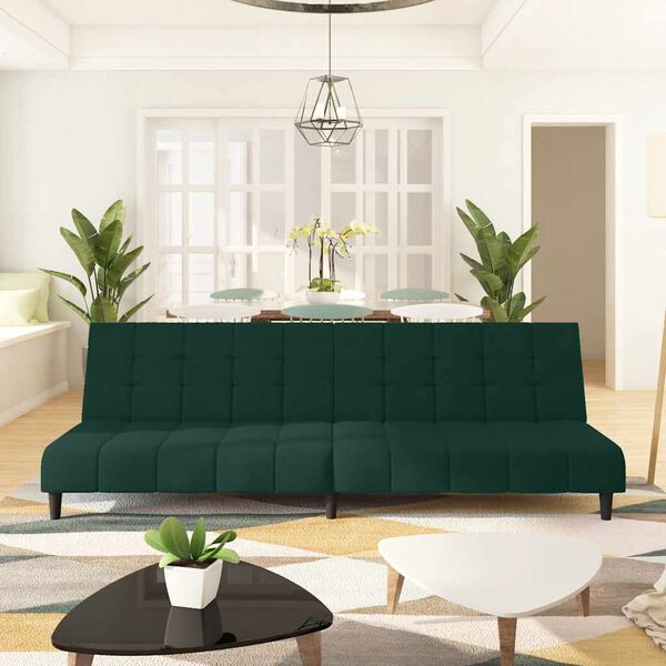 vidaXL 2-Seater Sofa Bed Dark Green Velvet