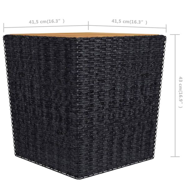 vidaXL 3 Piece Bistro Set Poly Rattan and Acacia Wood Black