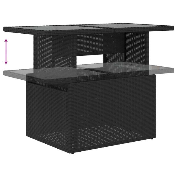 vidaXL Garden Sofa Set with Storage 8 pcs Black Poly rattan