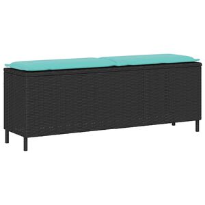 vidaXL Garden Bench with Cushion Black 110x30x40.5 cm Poly Rattan