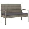 vidaXL Garden Bench with Cushion Grey 105 cm Poly Rattan