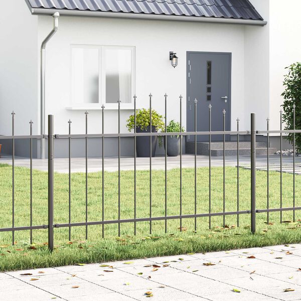 vidaXL Garden Fence 8 pcs Grey 170 x 140 cm Powder-Coated Steel