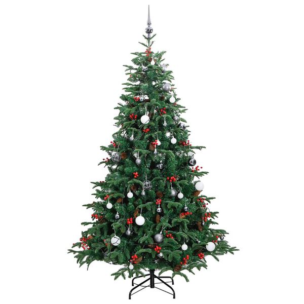 vidaXL Artificial Hinged Christmas Tree 300 LEDs & Ball Set 210 cm