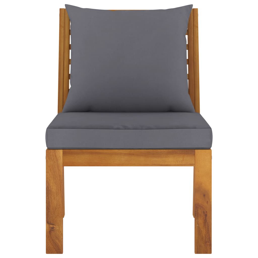vidaXL Sectional Middle Sofa with Dark Grey Cushion Solid Acacia Wood
