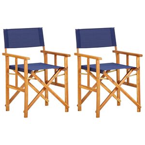 vidaXL Director's Chairs 2 pcs Solid Acacia Wood Blue