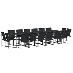 vidaXL 17 Piece Garden Dining Set Black Textilene