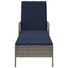vidaXL Sun Lounger Grey and Navy Blue 55 x 200 x 92 cm Poly Rattan