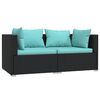 vidaXL 3 Piece Garden Lounge Set with Cushions Black Poly Rattan