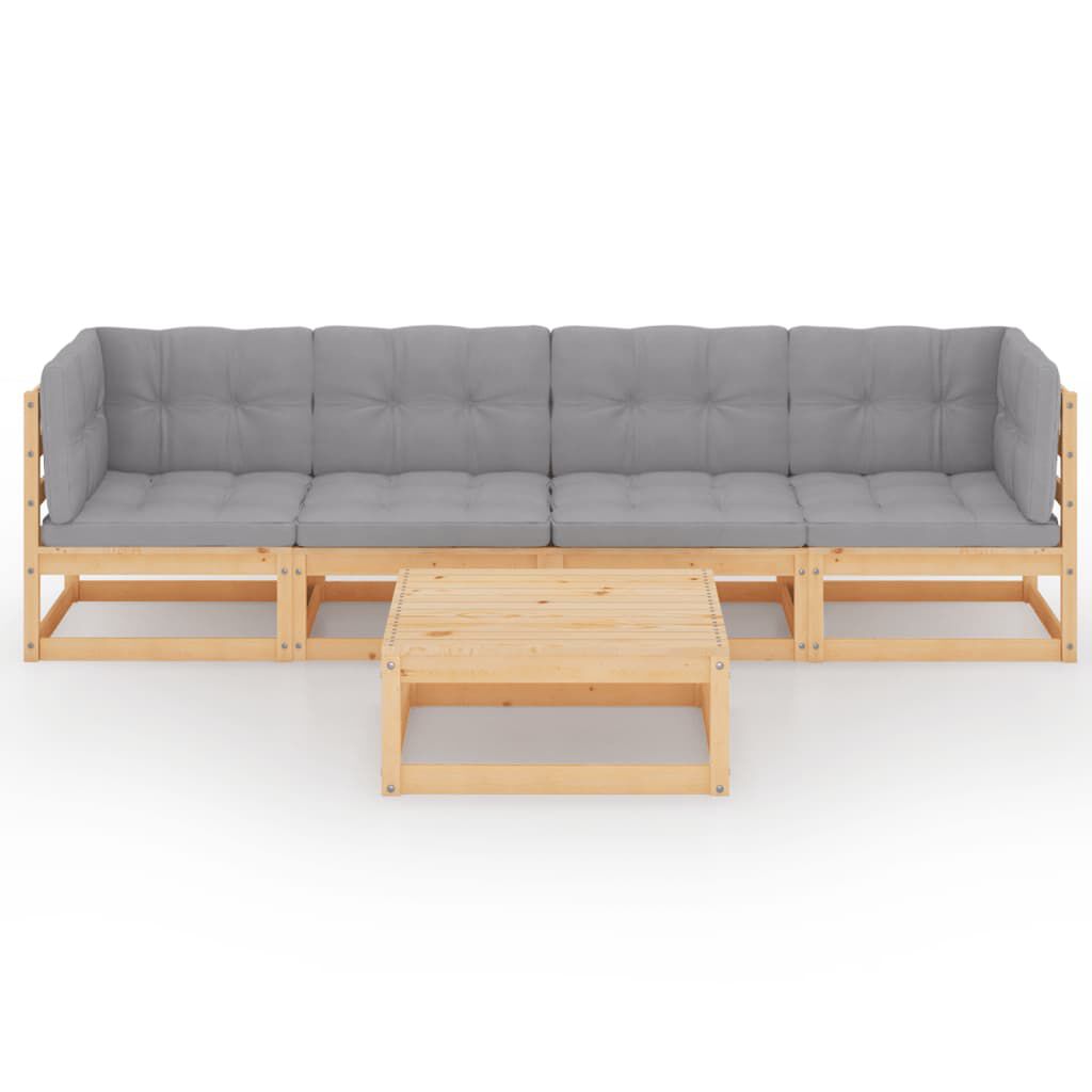 vidaXL 5 Piece Garden Lounge Set with Cushions Solid Pinewood