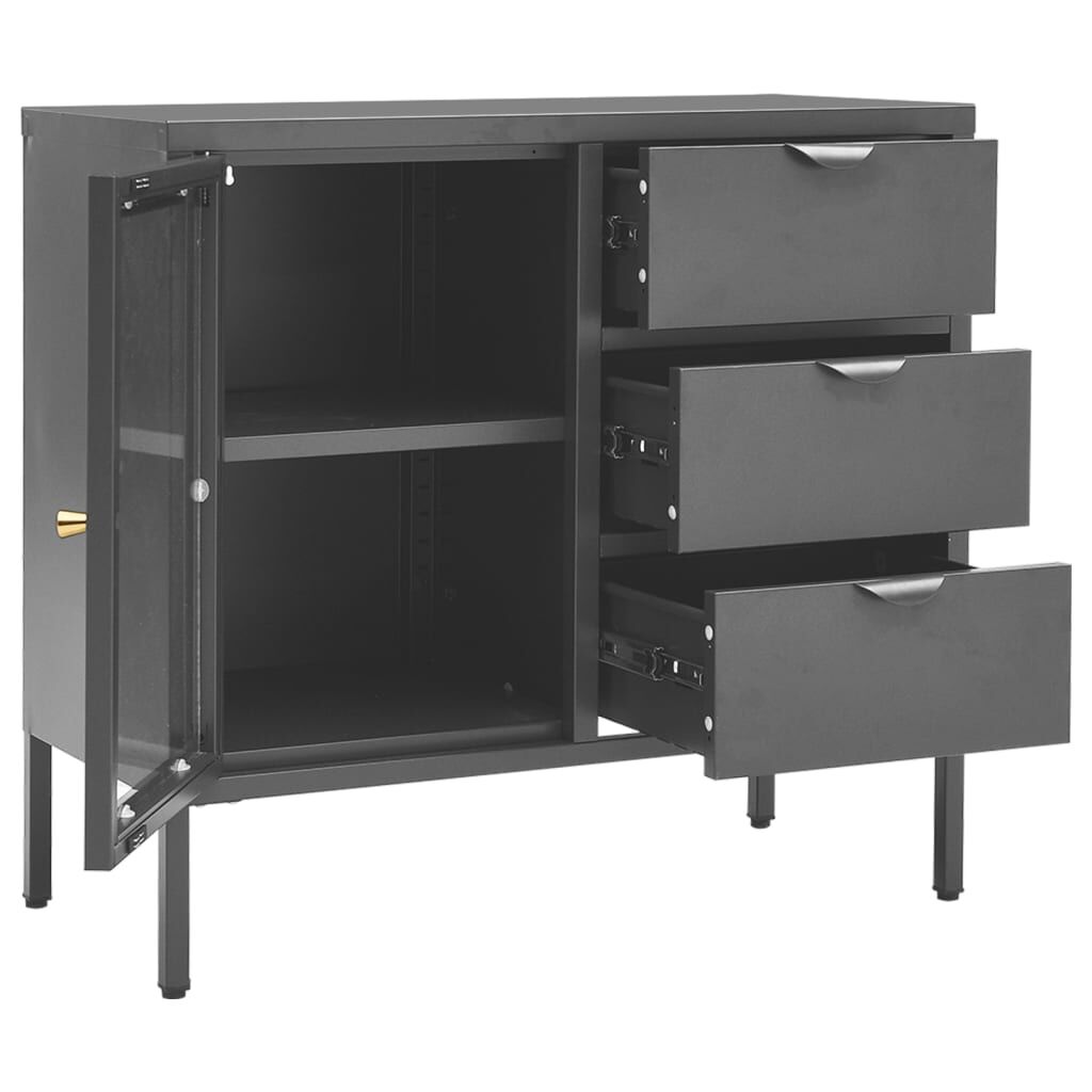 vidaXL Sideboard Anthracite 75x35x70 cm Steel and Tempered Glass