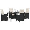 vidaXL Garden Dining Set with Cushion 5 pcs Black Poly Rattan