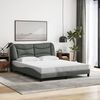 vidaXL Bed Frame with LED without Mattress "Hvar" Dark Grey 152x203 cm Queen Fabric