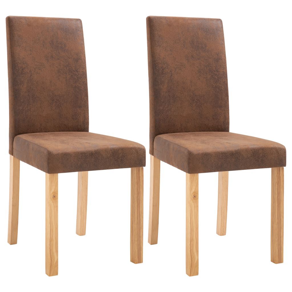 vidaXL Dining Chairs 2 pcs Brown Faux Suede Leather