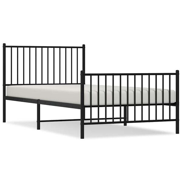 vidaXL Metal Bed Frame without Mattress with Footboard Black 100x200cm