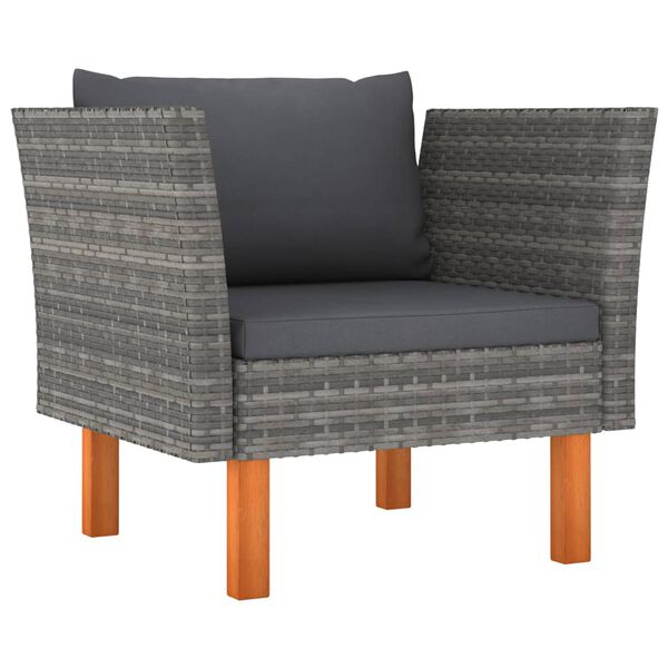 vidaXL 8 Piece Garden Lounge Set Poly Rattan and Eucalyptus Wood Grey