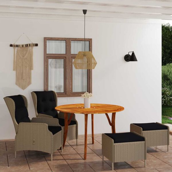 vidaXL 5 Piece Garden Dining Set Brown